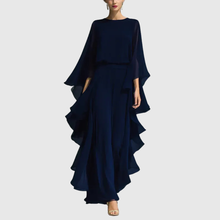 Lora – Elegant Chiffon Ruffle Two-Piece Set