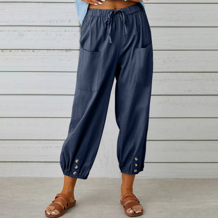SVEA | Weite Damenhose aus Baumwolle und Leinen