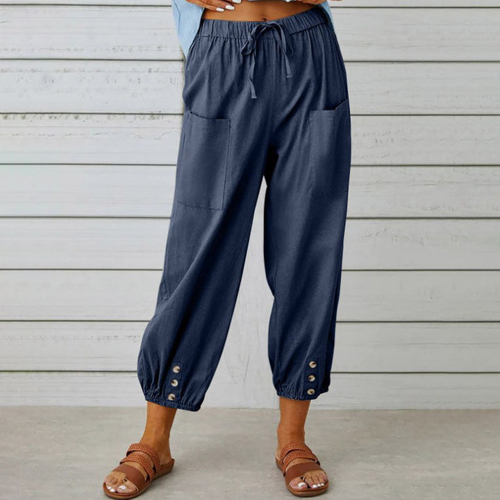 SVEA | Weite Damenhose aus Baumwolle und Leinen