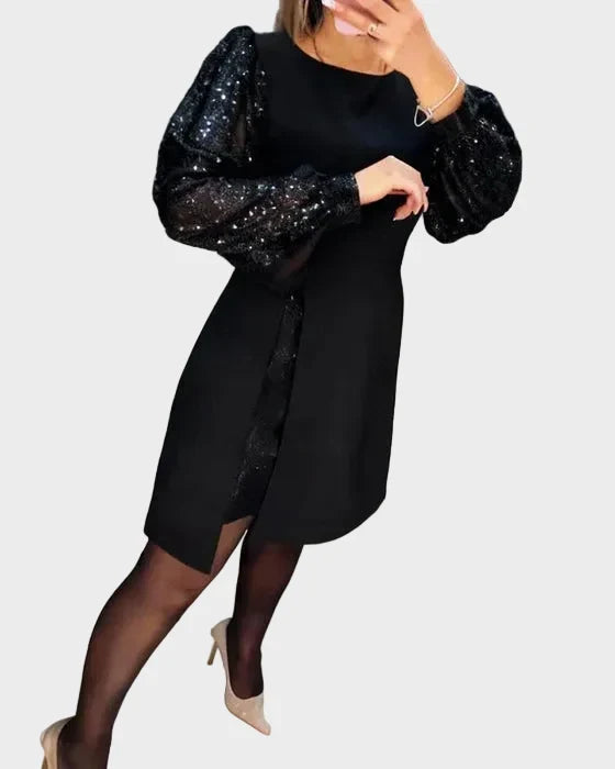 Ivy - Elegant Dress with Shimmering Puff Sleeves