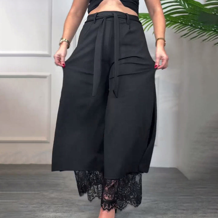 SVEA | Stilvolle Weitbein-Hose mit Transparentem Spitzeneinsatz