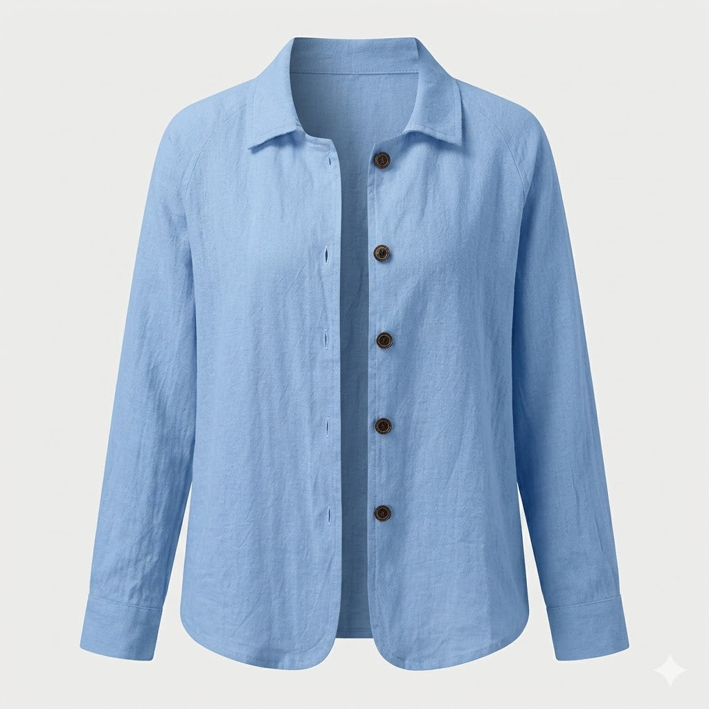 Jane | Amélie Rousseau Sky-Breeze Linen Jacket with Buttons and Casual Elegance
