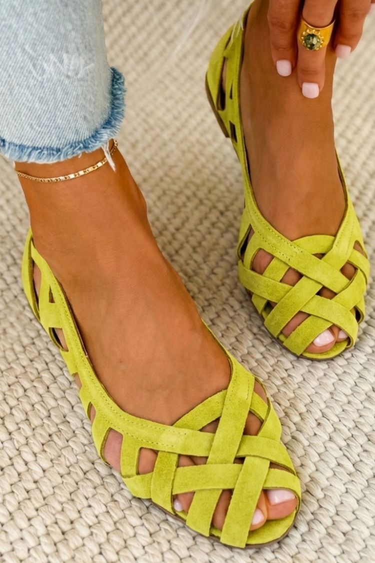 SVEA | Lena Geflochtene Sandalen mit Spitze