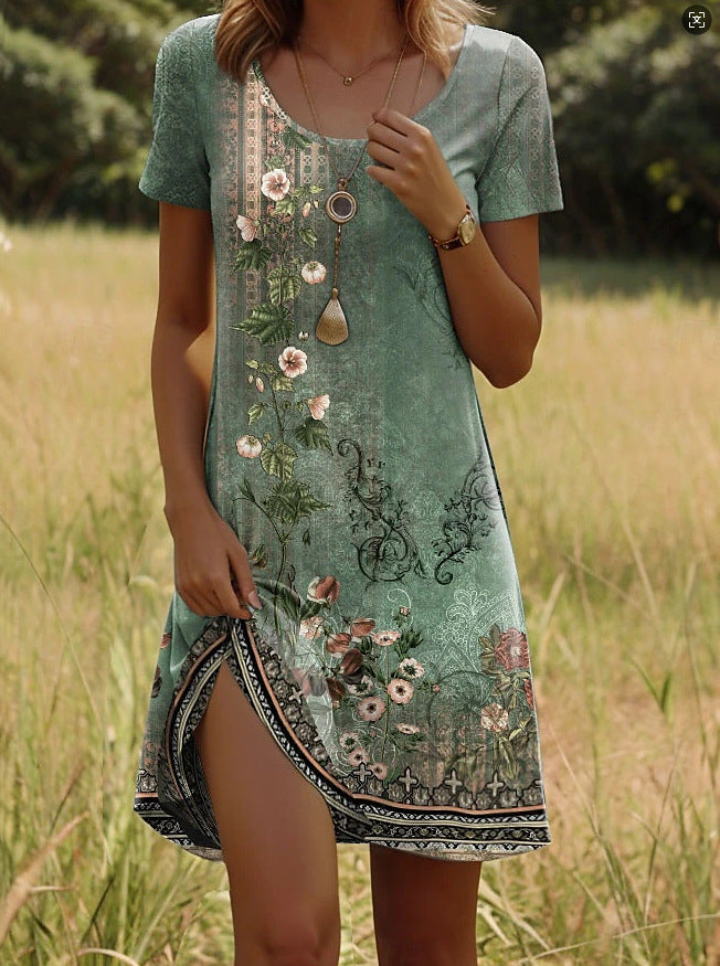 SVEA | Kleid mit Indisch-inspiriertem Print und Rundhalsausschnitt