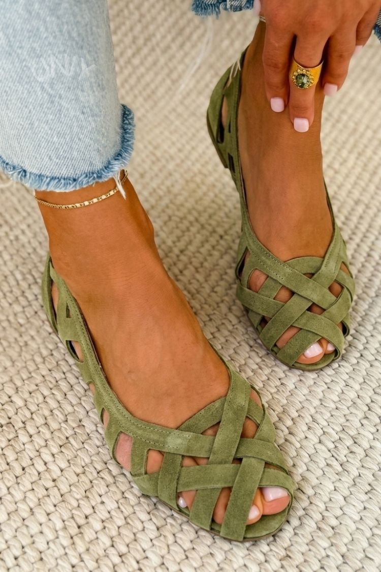 SVEA | Lena Geflochtene Sandalen mit Spitze