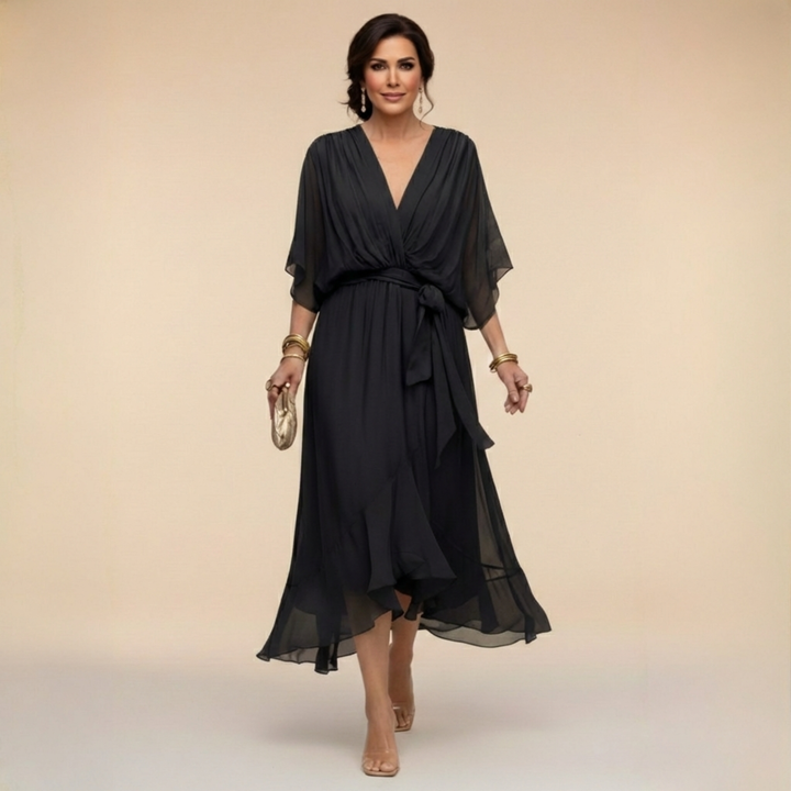 SVEA | Fließendes Midikleid mit V-Ausschnitt