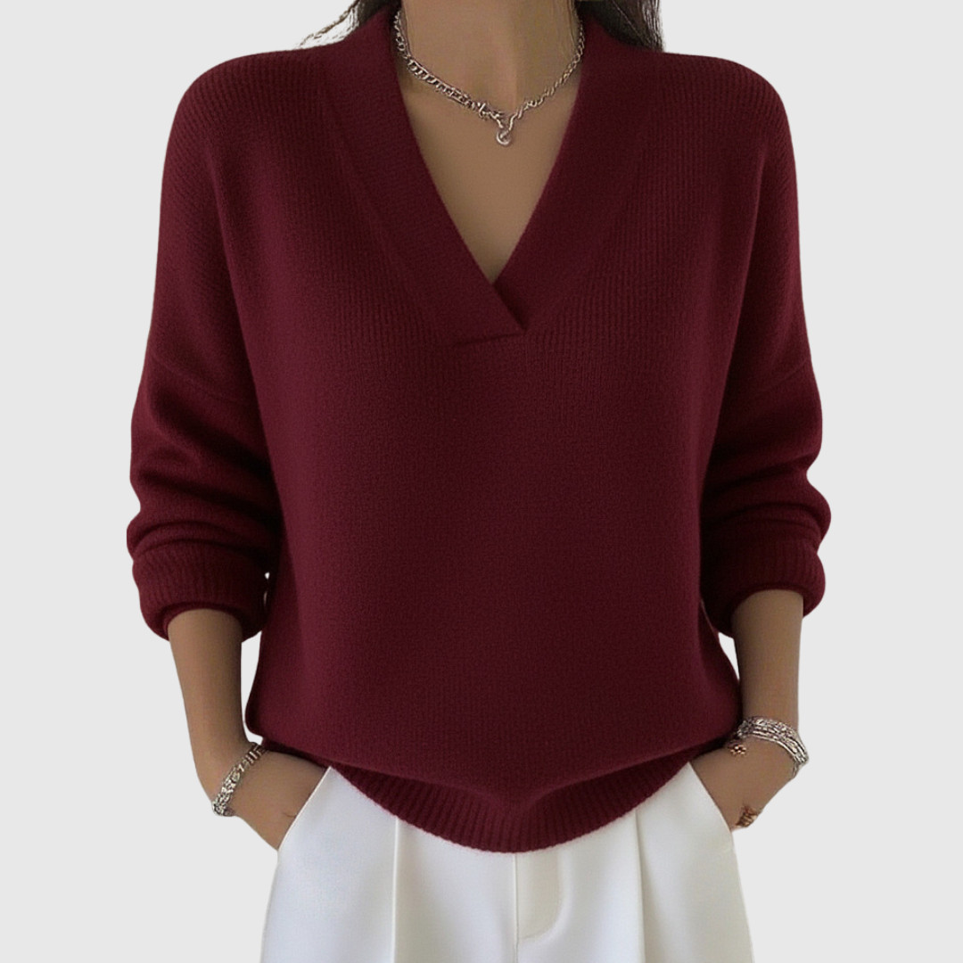 Faye | Soft V-Neck Sweater in Relaxed Fit