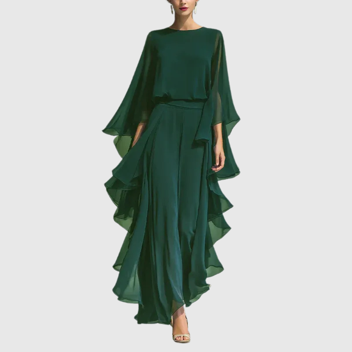 Lora – Elegant Chiffon Ruffle Two-Piece Set