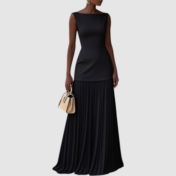 Eleanor - Maxi Dress Without Sleeves with Pleated Pattern
