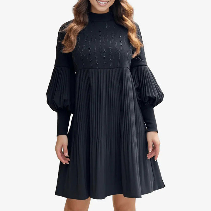 SVEA | Elegantes Plisseekleid mit Laternerärmeln für Damen