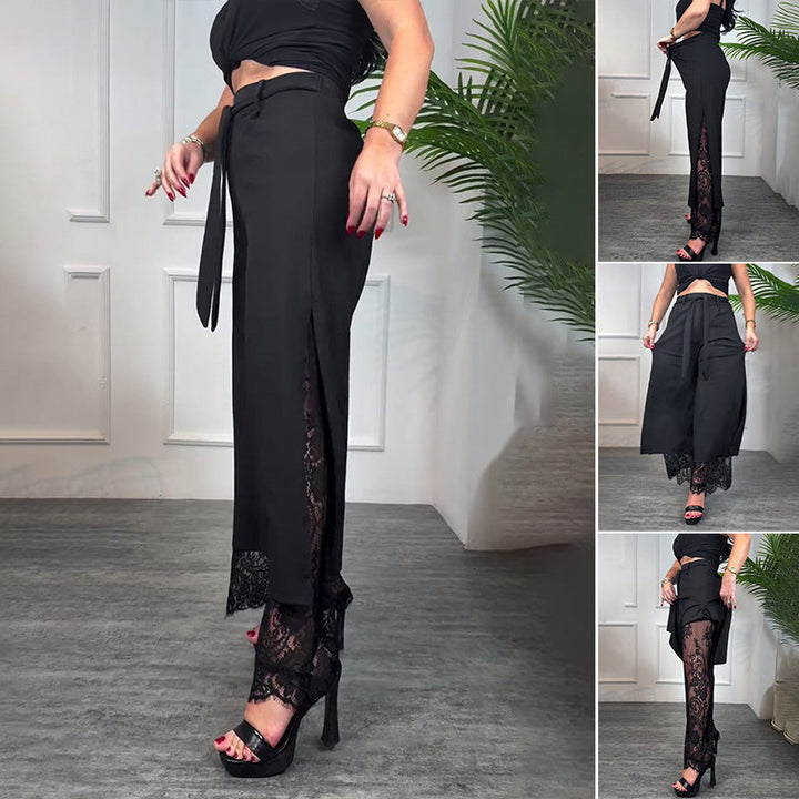 SVEA | Stilvolle Weitbein-Hose mit Transparentem Spitzeneinsatz