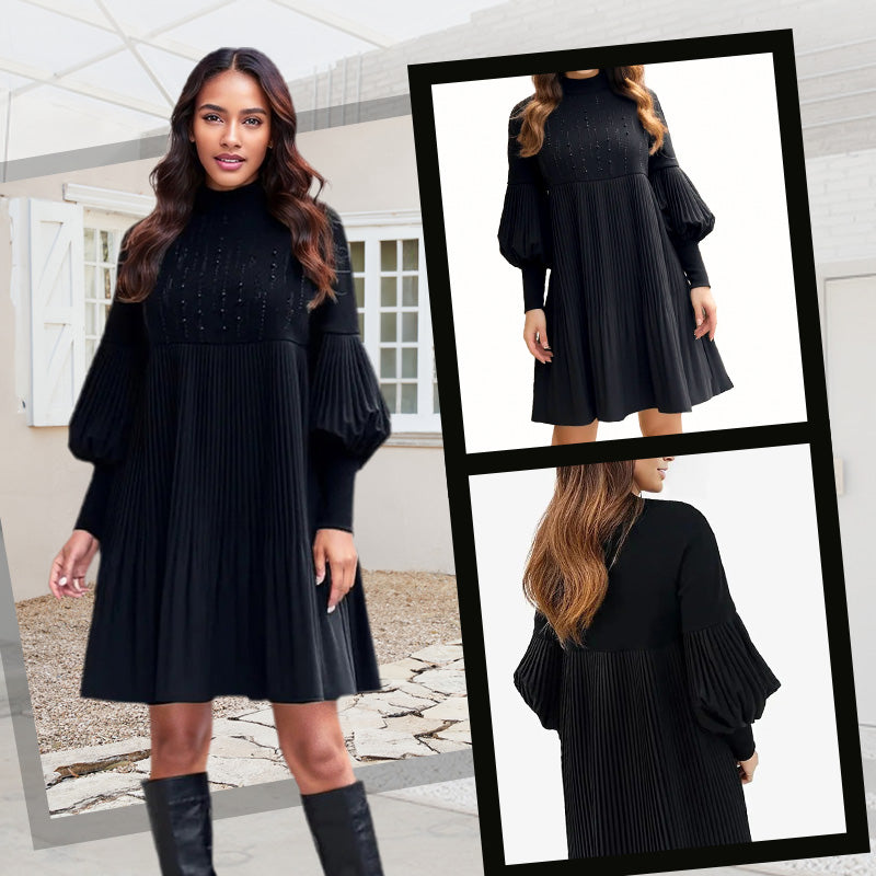 SVEA | Elegantes Plisseekleid mit Laternerärmeln für Damen