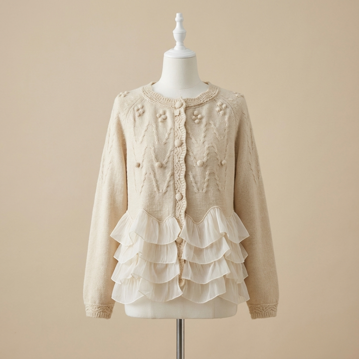 SVEA | Natürlicher Rüschen-Cardigan