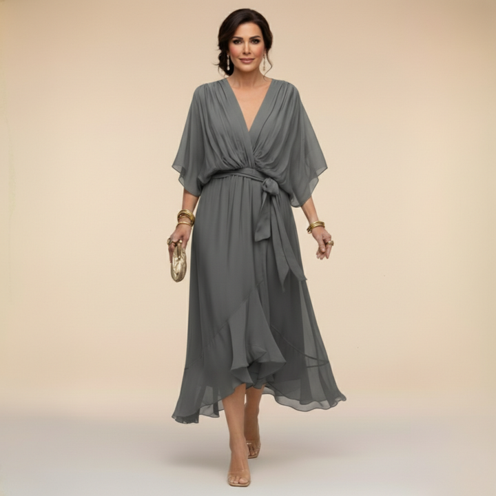 SVEA | Fließendes Midikleid mit V-Ausschnitt