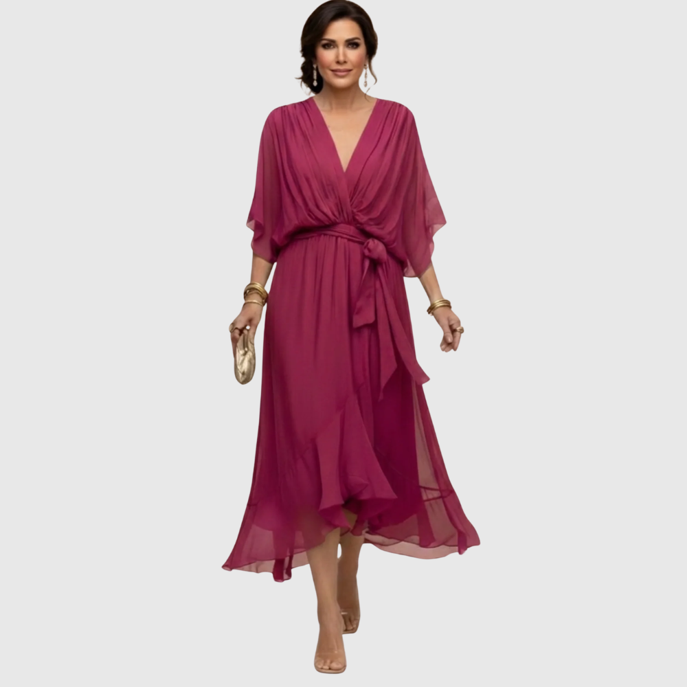 Tilly - Elegant V-Neck Chiffon Dress