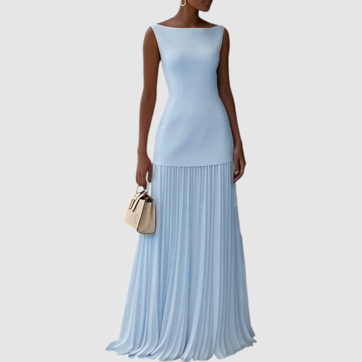 Eleanor - Maxi Dress Without Sleeves with Pleated Pattern