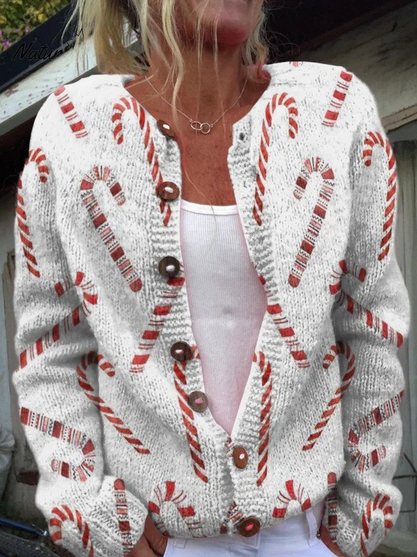 SVEA | Festlicher Zuckerstangen-Cardigan-Pullover