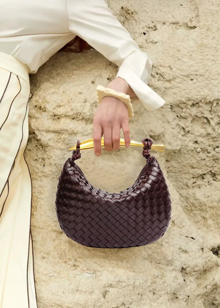 Jane | Gewebte Tasche mit Goldgriff