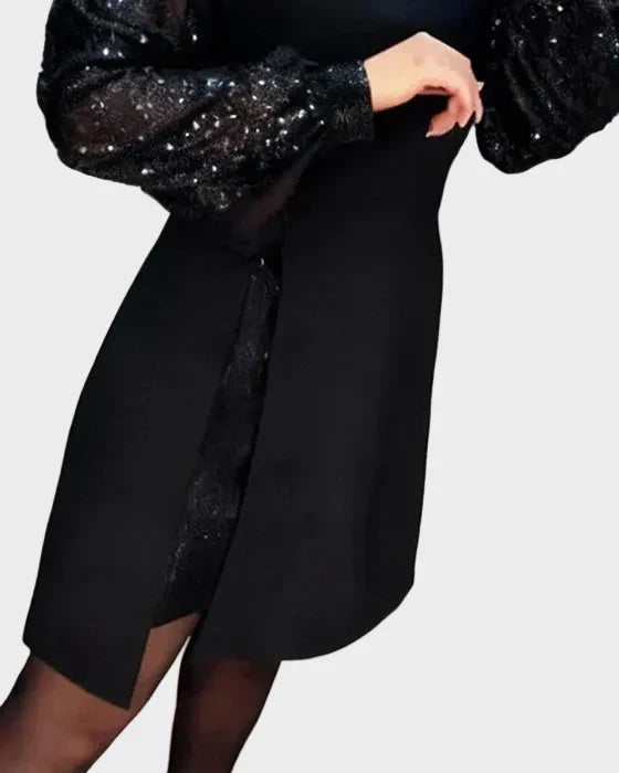 Ivy - Elegant Dress with Shimmering Puff Sleeves