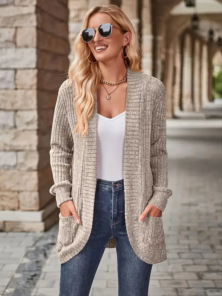 SVEA | Neva Eleganter Rippstrick-Cardigan mit Langen Ärmeln
