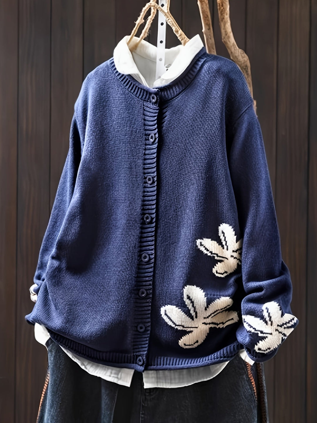 SVEA | Seraphine Floraler Strickmantel