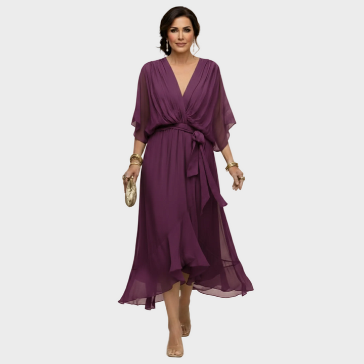Monica Chiffon - Dress with a V-neck