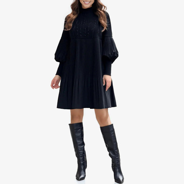 SVEA | Elegantes Plisseekleid mit Laternerärmeln für Damen