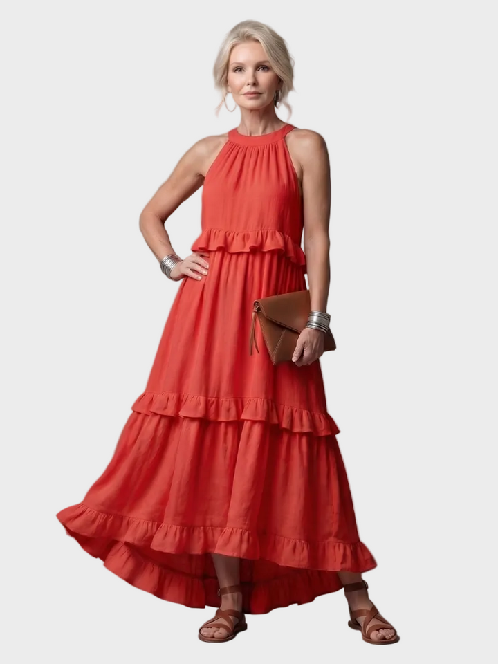Katia - Maxi Dress with Halter Neck and Ruffles