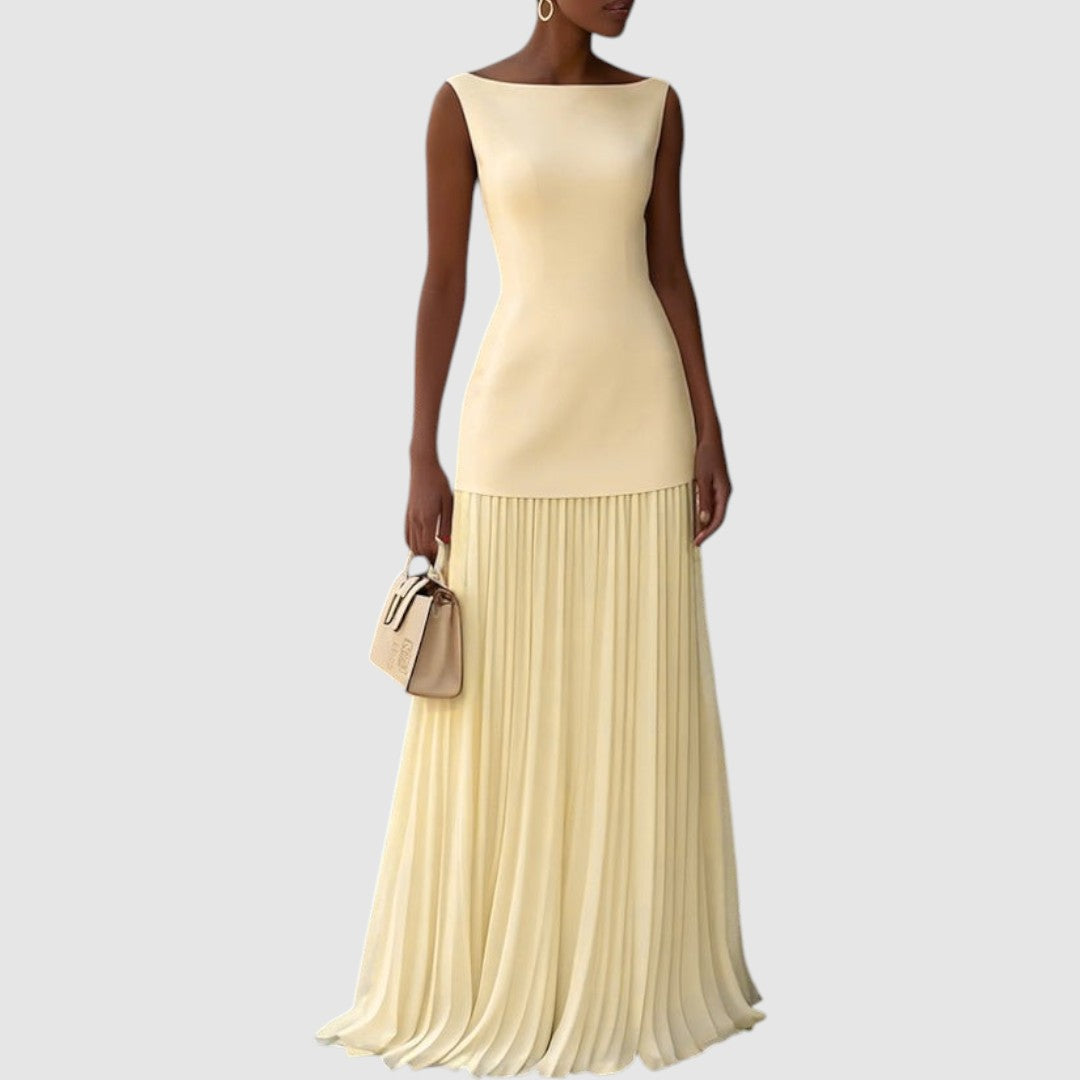 Eleanor - Maxi Dress Without Sleeves with Pleated Pattern