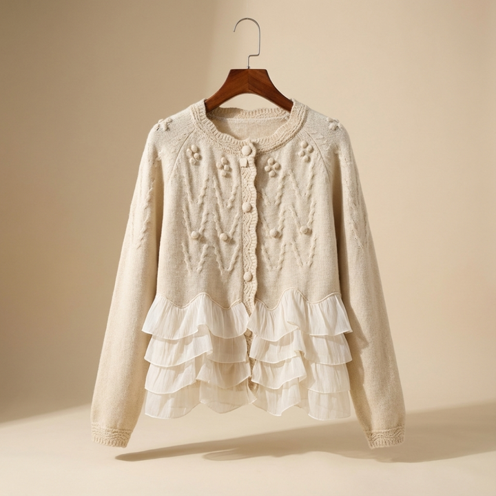 SVEA | Natürlicher Rüschen-Cardigan