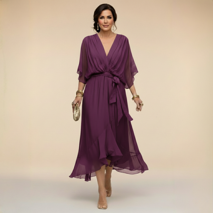 SVEA | Fließendes Midikleid mit V-Ausschnitt