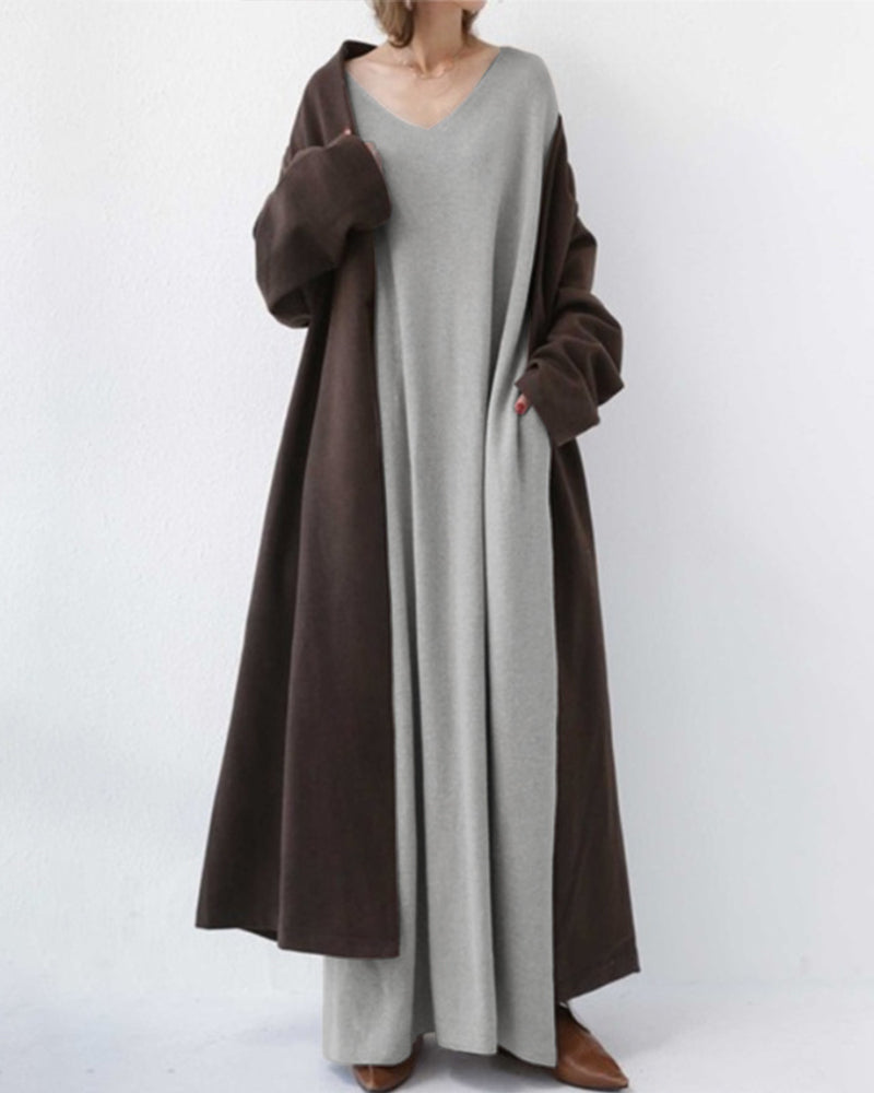 SVEA | Modisches Kleid mit langen Ärmeln und V-Ausschnitt