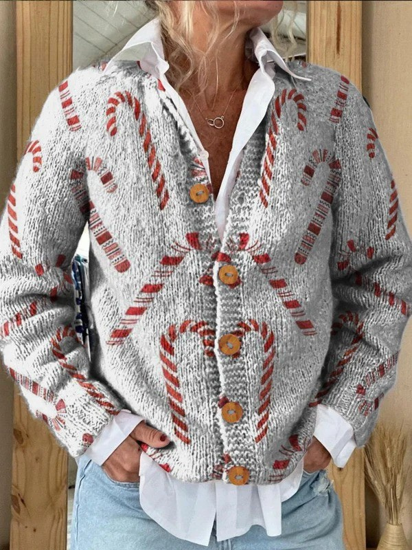 SVEA | Festlicher Zuckerstangen-Cardigan-Pullover