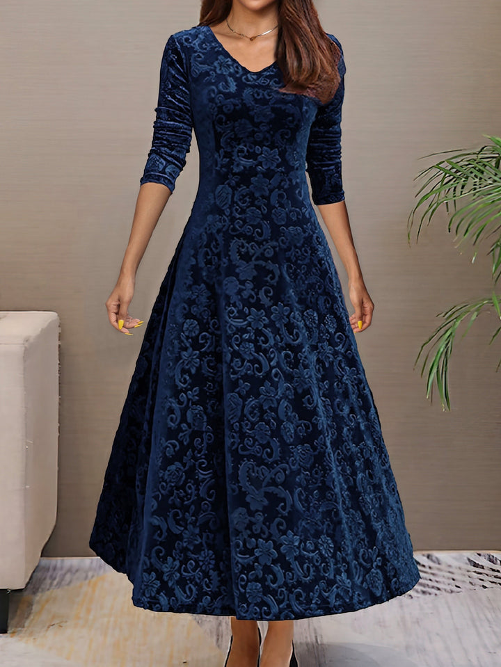 SVEA | Elegantes Festkleid aus Samt mit V-Ausschnitt
