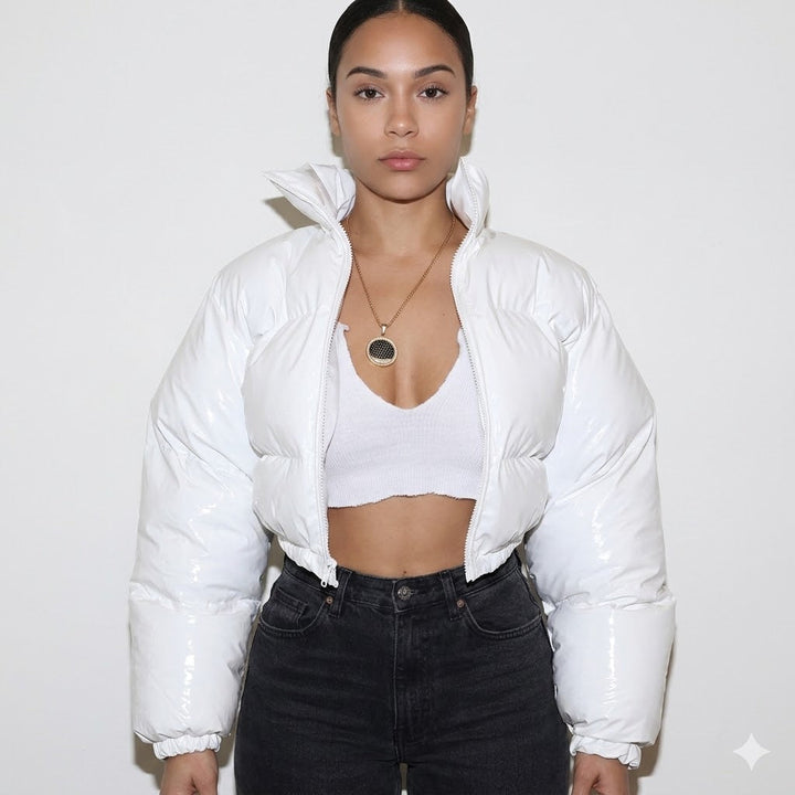 Jane | Valentina Russo Cropped Puffer Jacket with Glossy Finish