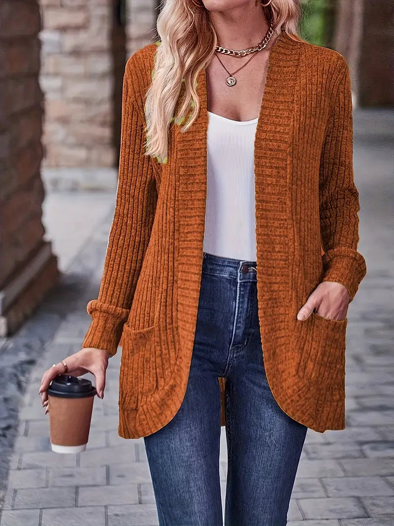 SVEA | Neva Eleganter Rippstrick-Cardigan mit Langen Ärmeln