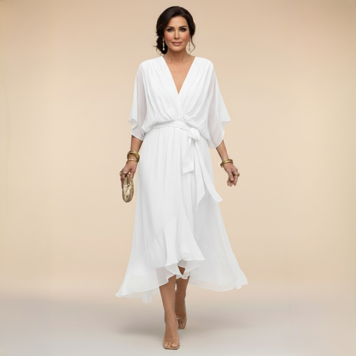 SVEA | Fließendes Midikleid mit V-Ausschnitt