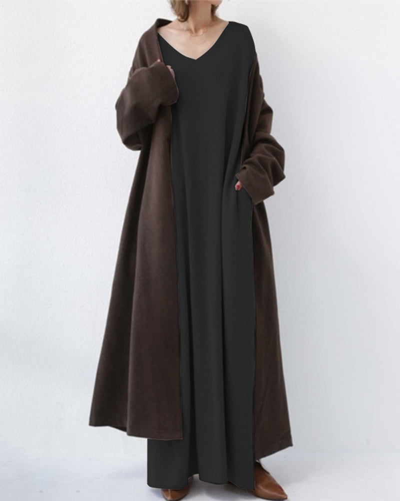 SVEA | Modisches Kleid mit langen Ärmeln und V-Ausschnitt