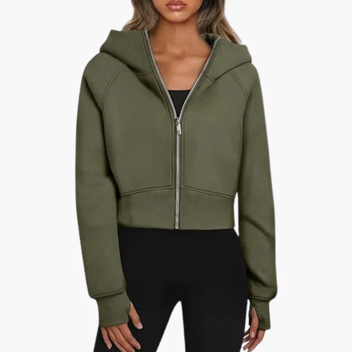 Jane | Sophie Laurent Cropped Zip-Up Hoodie