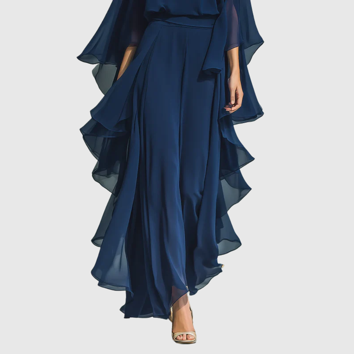 Lora – Elegant Chiffon Ruffle Two-Piece Set