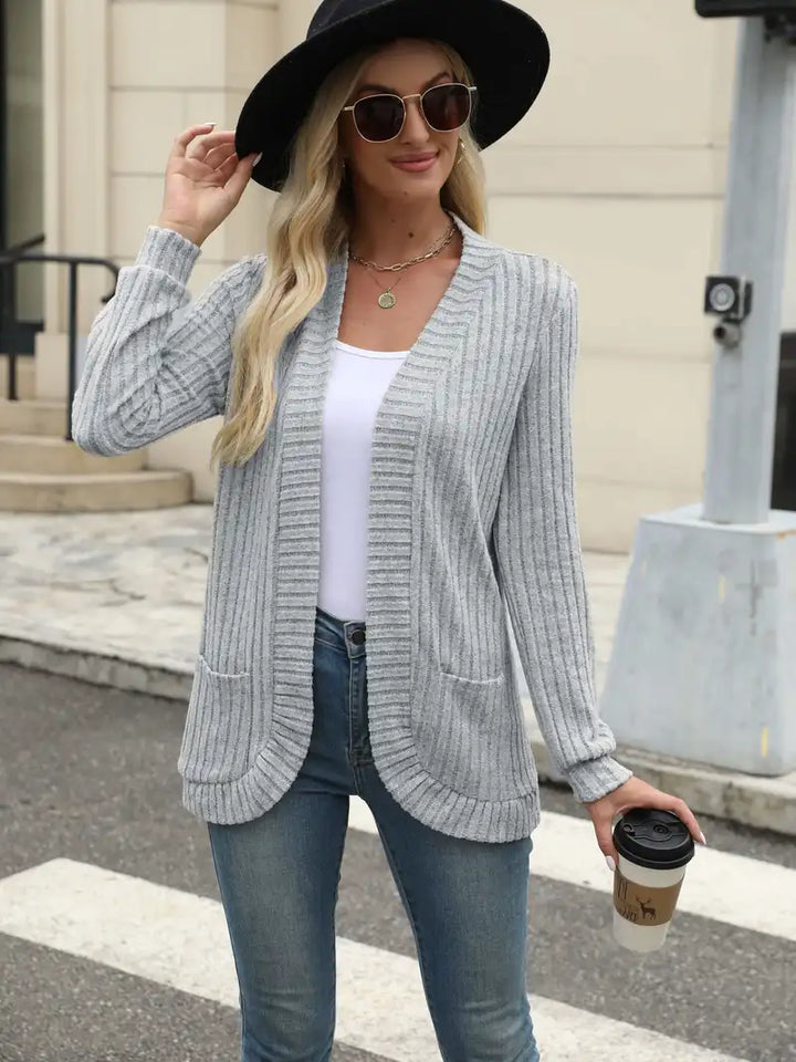 SVEA | Neva Eleganter Rippstrick-Cardigan mit Langen Ärmeln
