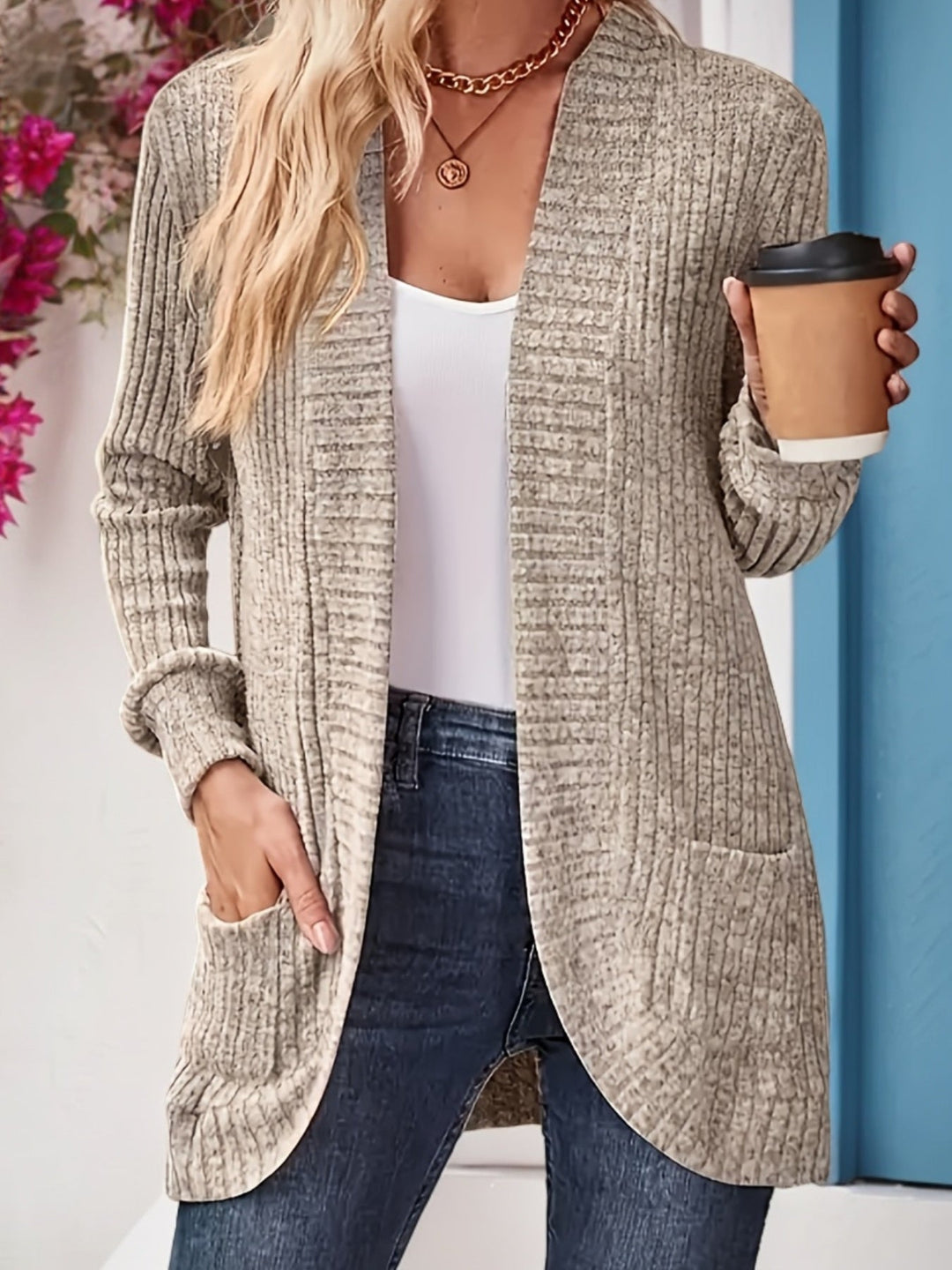 SVEA | Neva Eleganter Rippstrick-Cardigan mit Langen Ärmeln