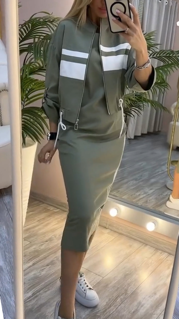 SVEA | Lässiges und Stilvolles Set mit Rundhalsausschnitt-Kleid und Jacke für Damen