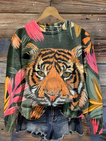 Jane | Stylish Print Crew-Neck Sweater
