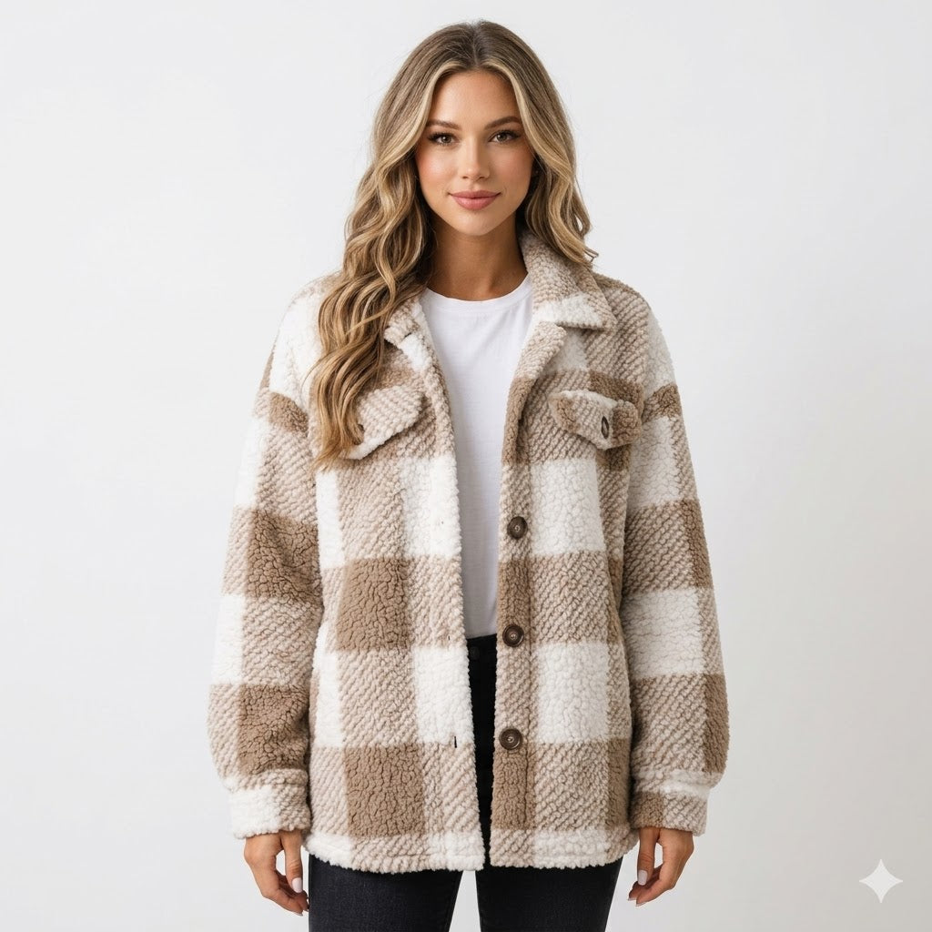 Jane | Camille Laurent Cozy Plaid Shirt Jacket