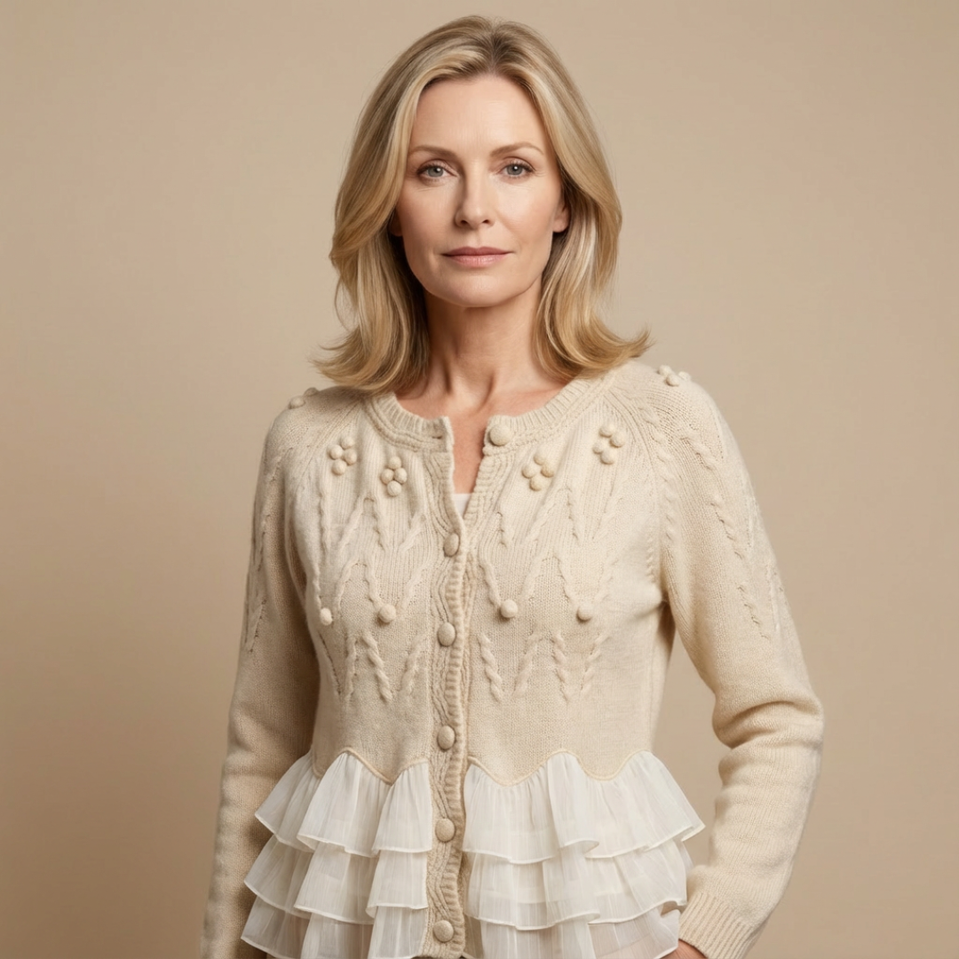 SVEA | Natürlicher Rüschen-Cardigan