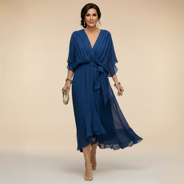 SVEA | Fließendes Midikleid mit V-Ausschnitt