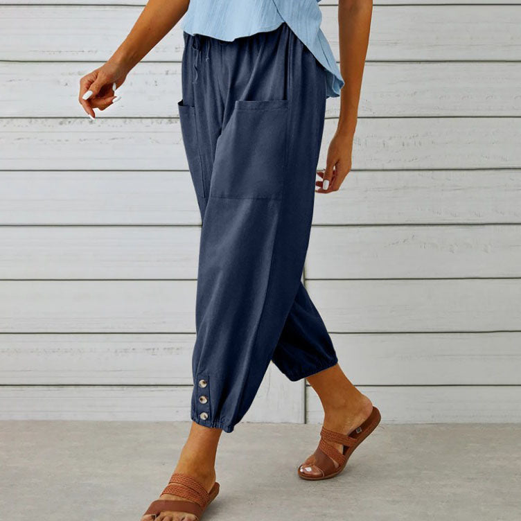 SVEA | Weite Damenhose aus Baumwolle und Leinen