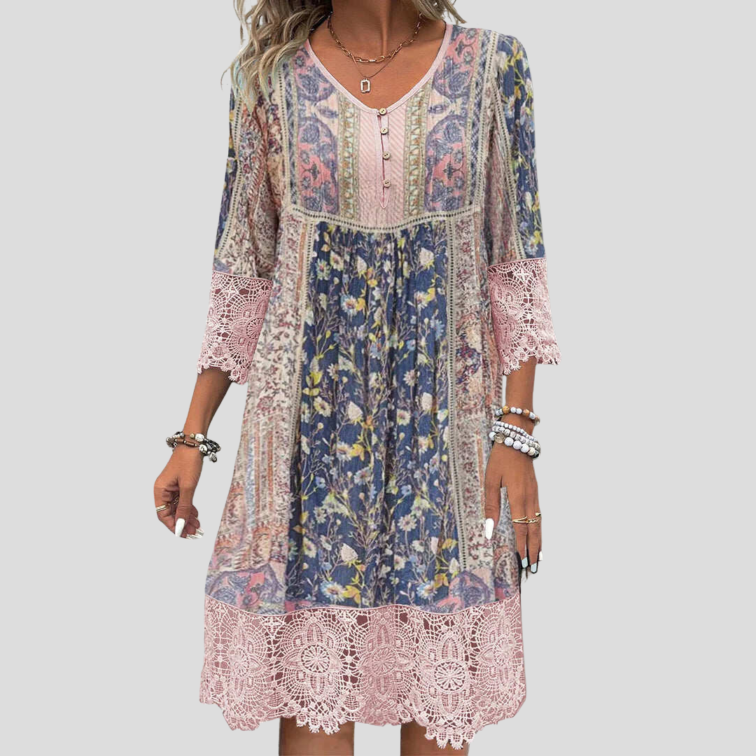 SVEA | Boho-Chic Gemustertes Kleid
