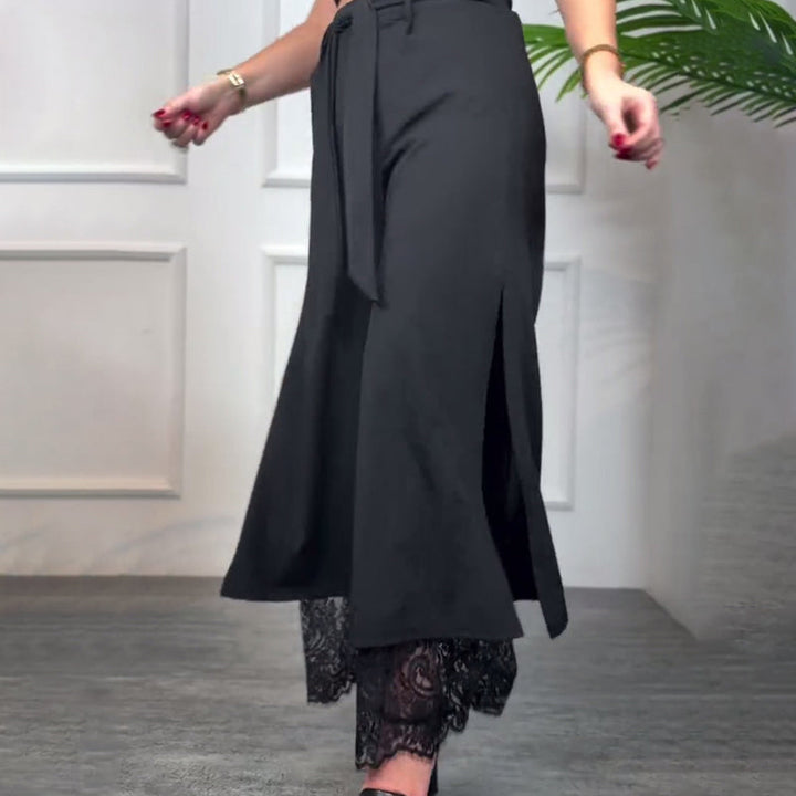 SVEA | Stilvolle Weitbein-Hose mit Transparentem Spitzeneinsatz